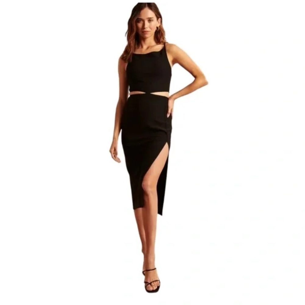 Abercrombie & Fitch Black Cutout Midi Dress